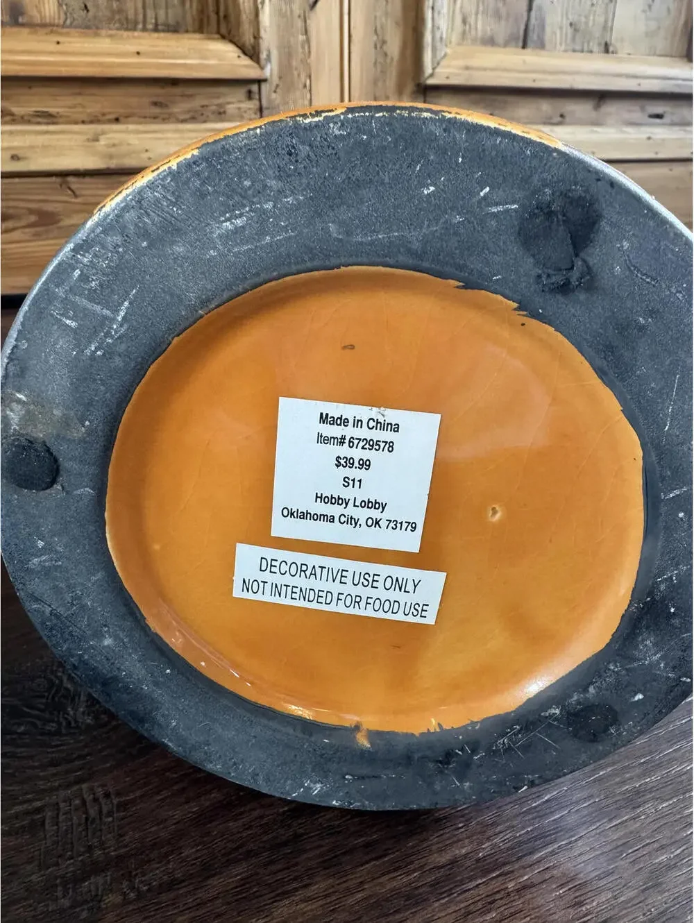Hobby Lobby | Orange - Brown Distressed Decorative Canister | Large | 1083